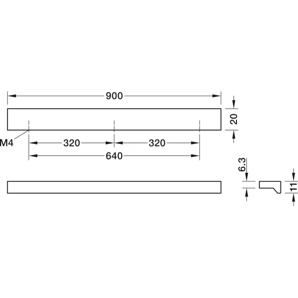 Rankenėlė 86603, aliuminis, CC320-640mm, L900mm, matinė balta
