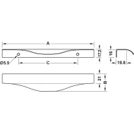 Furniture handle, Edge pull handle, aluminium