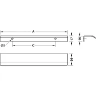Rankenėlė profilinė CC32mm, L45mm, matinė balta