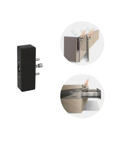 Striker, PTO, for MIFARE1 lock, for cabinets, black, 80x27x21.5mm