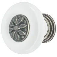 Rankenėlė vieno taško, RETRO 50213, Ø37mm, H30mm, balta/sendinto alavo spalva