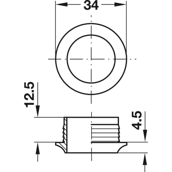 Rose, for Push-Lock, for plate thickness 16mm