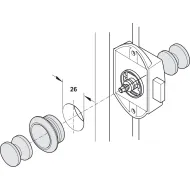 Žiedelis paspaudžiamas spynelei įfrezuojamas Ø26mm, matinis chromas