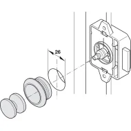 Žiedelis paspaudžiamas spynelei įfrezuojamas Ø26mm, matinis chromas