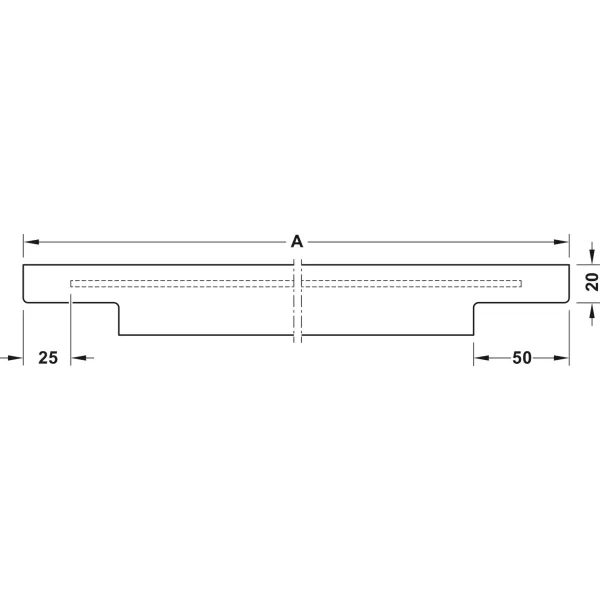 Profilio rankenėlė įfrezuojama 61420 L1000mm, šlifuotos juodos spalvos