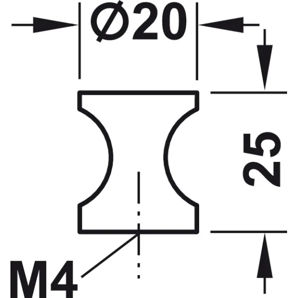 Rankenėlė vieno taško Ø20mm, H25mm, chromas