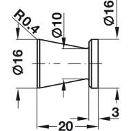 Rankenėlė vieno taško stiklui klijuojama Ø16mm, H20mm, nerūdijančio plieno spalva