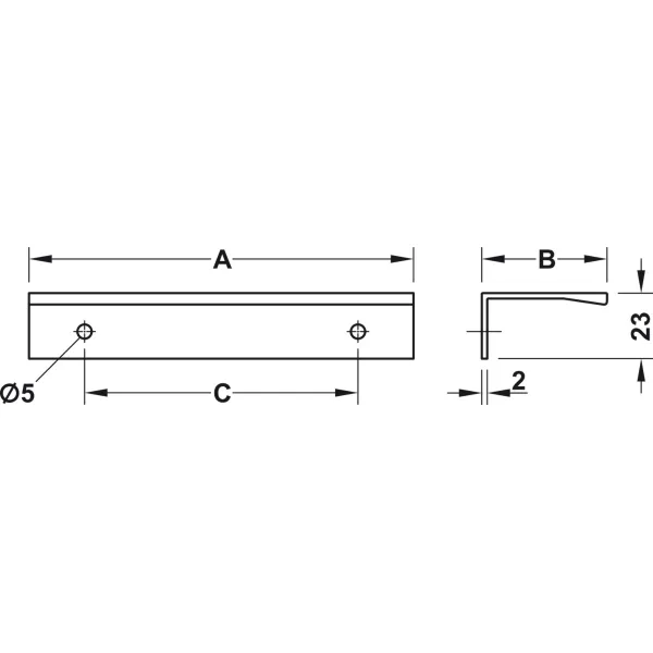 Rankenėlė profilinė CC96mm, L135mm, matinės juodos spalva