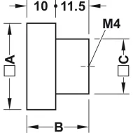 Rankenėlė vieno taško 30x30mm, H22mm, sendinto sidabro spalva