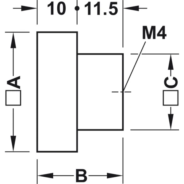 Rankenėlė vieno taško 30x30mm, H22mm, šlifuoto žalvario spalva