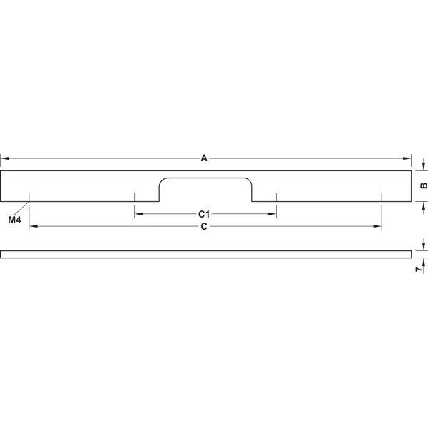 Furniture handle, Finger pull handle, aluminium 