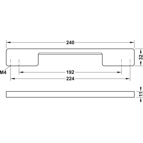 Rankenėlė 31034 CC192-224mm, L240mm, juodo karbono spalva