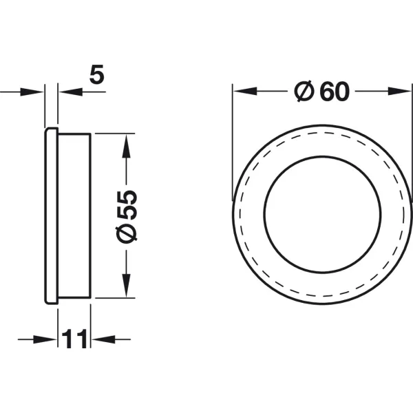 Inset handle, Wood, round 