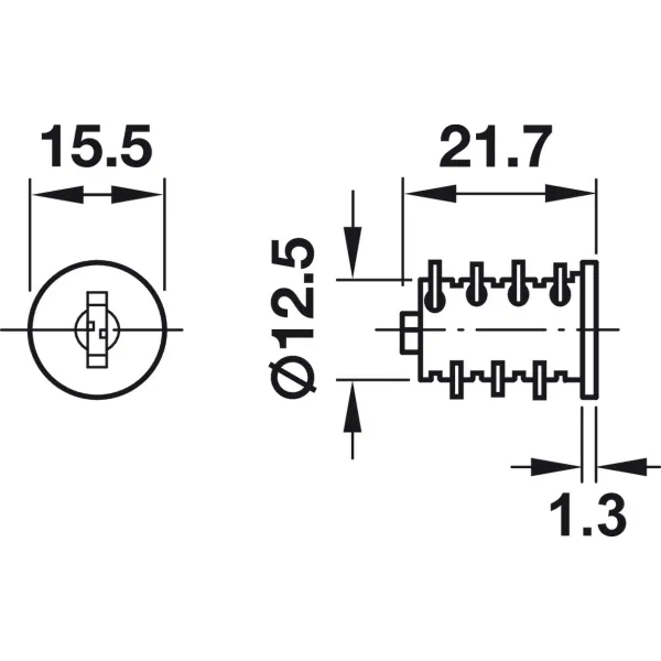Universal cylinder removable core, Häfele Symo, individual locking, keyed to differ, unsorted