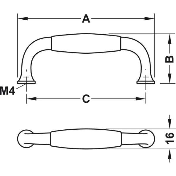 Furniture handle, Bow handle, porcelain