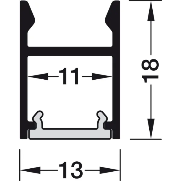 Profile for under mounting, Häfele Loox5 profile 2103 for 8mm LED strip lights