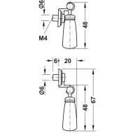 Rankenėlė vieno taško H20mm, L67mm, balta/sendinto alavo spalva