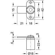 Cam lock, Häfele Symo, with screw-on plate, straight locking cam
