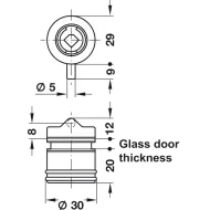 Glass door pin lock, Häfele Symo, for screw fixing