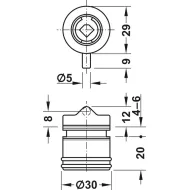 Glass door pin lock, Häfele Symo, for screw fixing