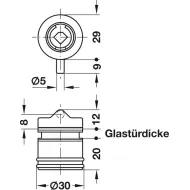 Glass door pin lock, Häfele Symo, for screw fixing