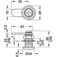 Cam lock, Häfele Symo, nut attachment, straight locking cam