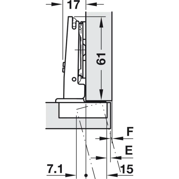 Concealed hinge, Häfele Duomatic Plus 110°, full overlay mounting