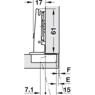 Concealed hinge, Häfele Duomatic Plus 110°, full overlay mounting