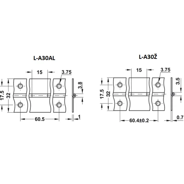 Lankstas šarnyrinis 32x0,7mm, L3500mm, žalvaris