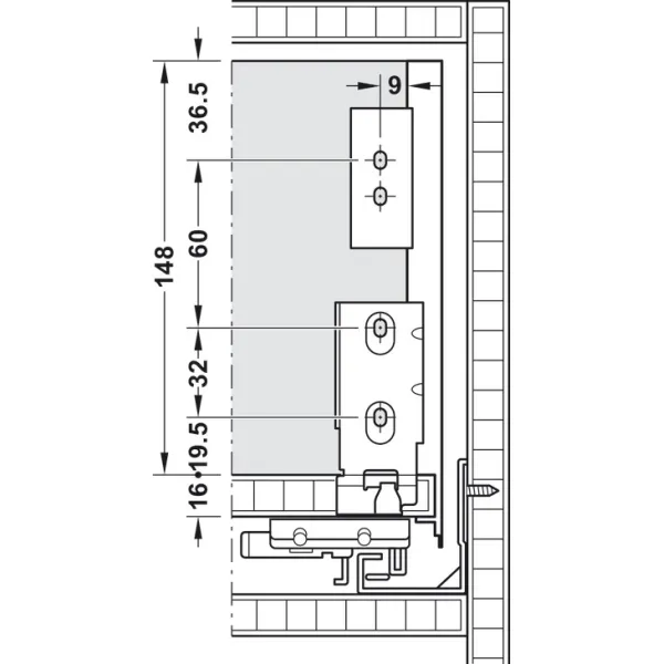 Stalčių šonai Matrix Box Slim A Synchro, H175mm, L400mm, 30kg, švelnaus uždarymo, balta