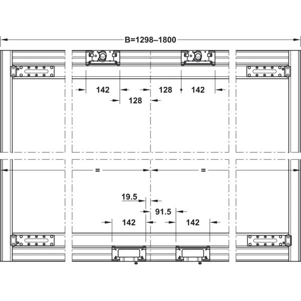 Sliding door fitting, Slido Flat 60 FB, flush, set