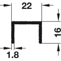Guide rail, top, single-track, unperforated