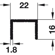 Guide rail, top, single-track, unperforated