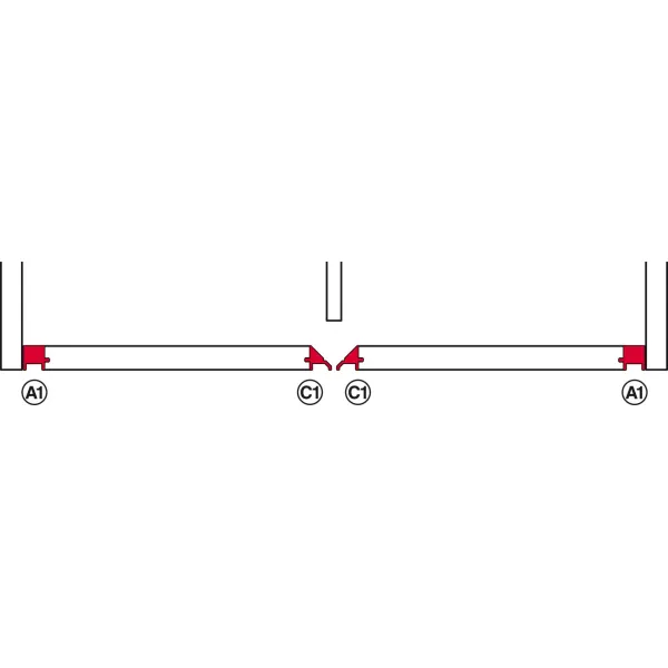 SDS SLido F-Flush52 20A medinėms 2 durims L900mm, anoduotas aliuminis