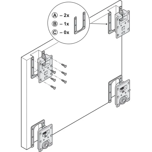 SDS SLido F-Flush52 20A medinėms 2 durims L750mm, anoduota juoda