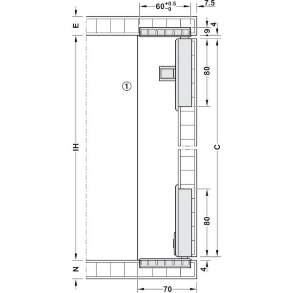 SDS SLido F-Flush52 20A medinėms 2 durims L450mm, anoduota juoda