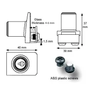 Glass door lock SQUARE, for single doors, 4-6mm glass, alu finish, key to differ (without master key