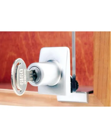 Glass door lock SQUARE, for single doors, 4-6mm glass, alu finish, key to differ
