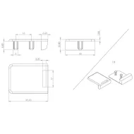 Edge striker for glass door lock SQUARE, with knock-in pins, alu finish