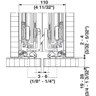Connector profile, For 2 pivot sliding doors