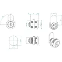 Cam lock 1916, 90°, straight cam, key to differ, chrome plated