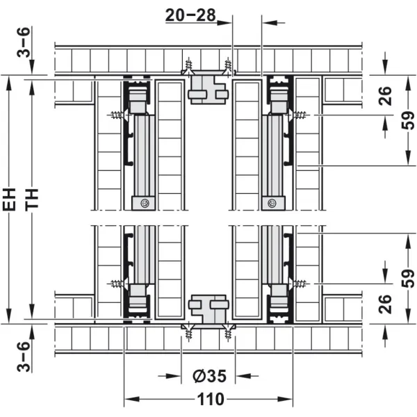 Wooden pivot sliding doors, Hawa Concepta 25, set