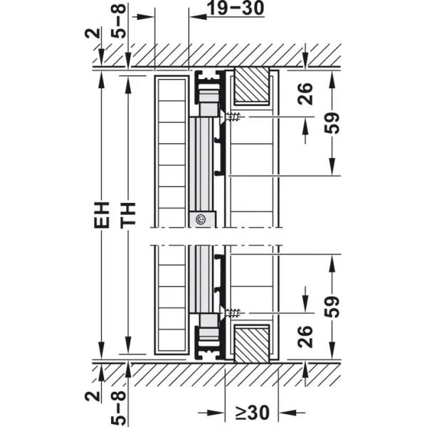 SDS HAWA CONCEPTA 30 medinėms 1 durims H1851-2300mm,