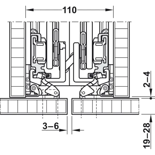 SDS HAWA CONCEPTA 40 medinėms 1 durims H1851-2500mm,