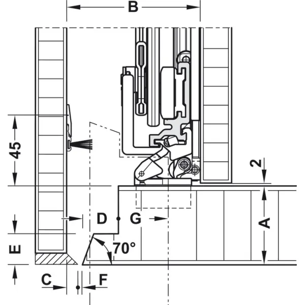 SDS HAWA CONCEPTA 40 medinėms 1 durims H1851-2500mm,