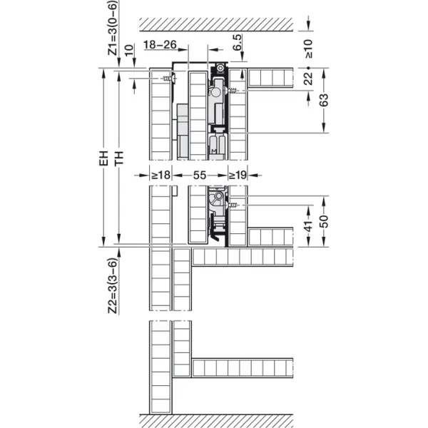 Pivot sliding door fitting, Hawa Concepta III 25 Push
