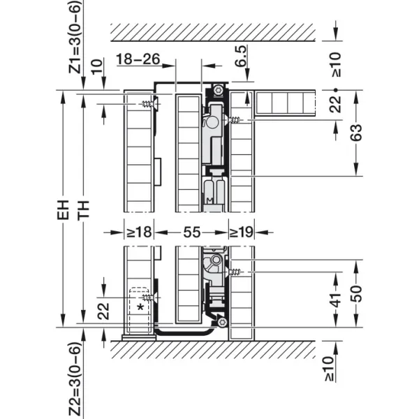 SDS HAWA CONCEPTA 3 Pull 25 medinėms 1 durims L H1200-2200mm,