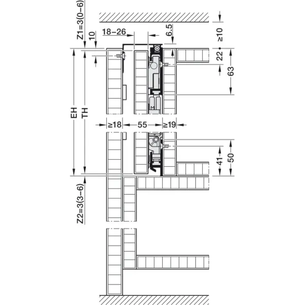 Pivot sliding door fitting, Hawa Concepta III 25 Pull