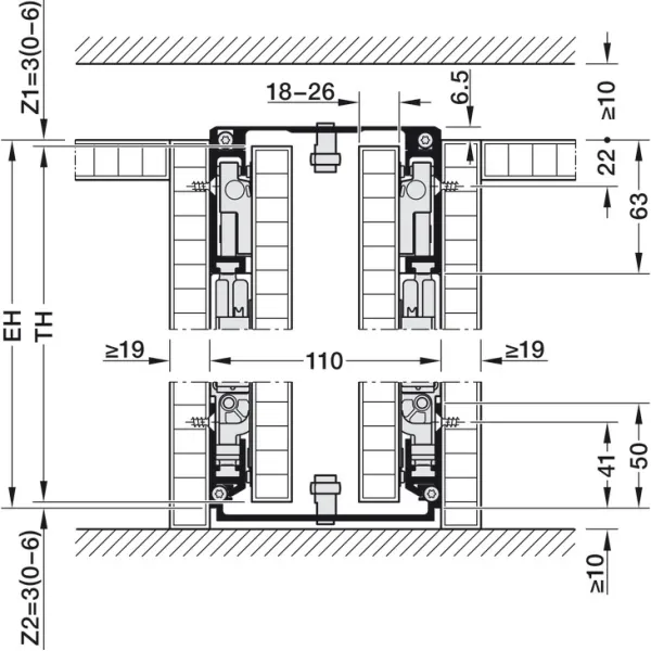 Pivot sliding door fitting, Hawa Concepta III 25 Pull