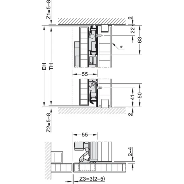 Pivot sliding door fitting, Hawa Concepta III 35 Push